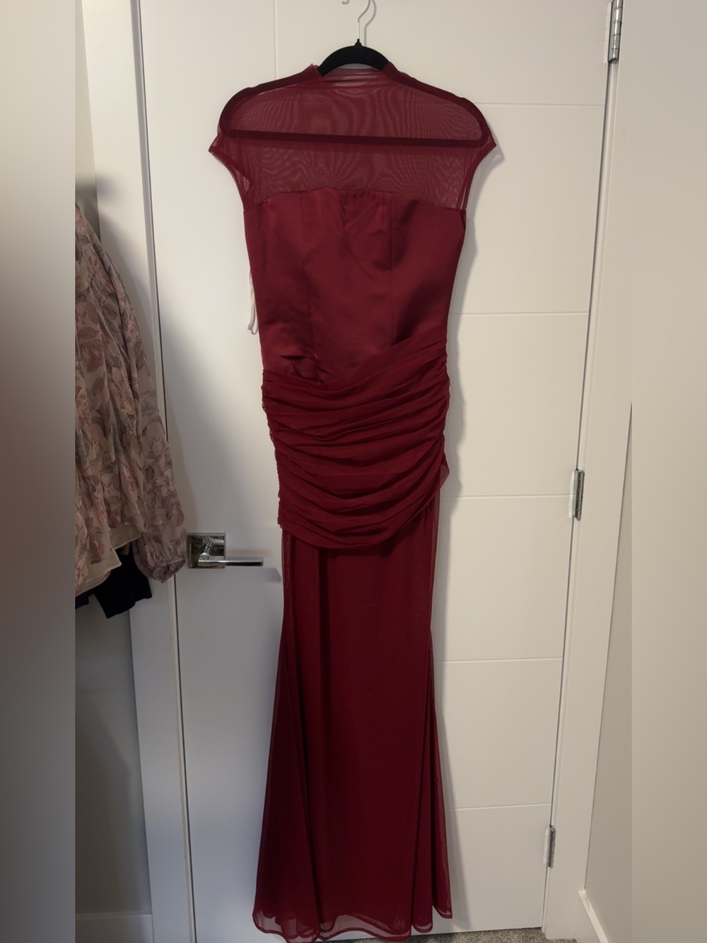 Fabbien Burgundy mesh cap sleeve mermaid gown MISS CIRCLE